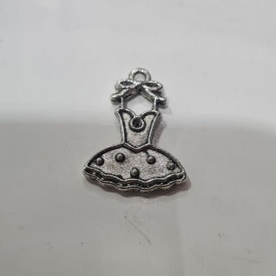 Silver Polka Dot 50's Dress Charm