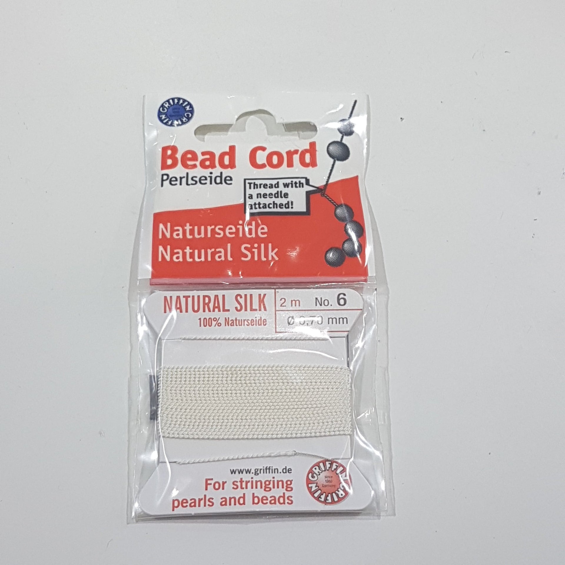 Griffin Bead Cord 100% Silk - No. 6 (0.70mm) Black