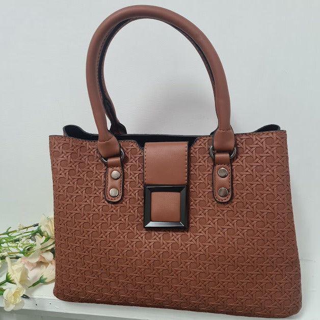 3pc Brown Leather Handbag