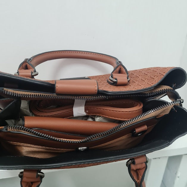 3pc Brown Leather Handbag