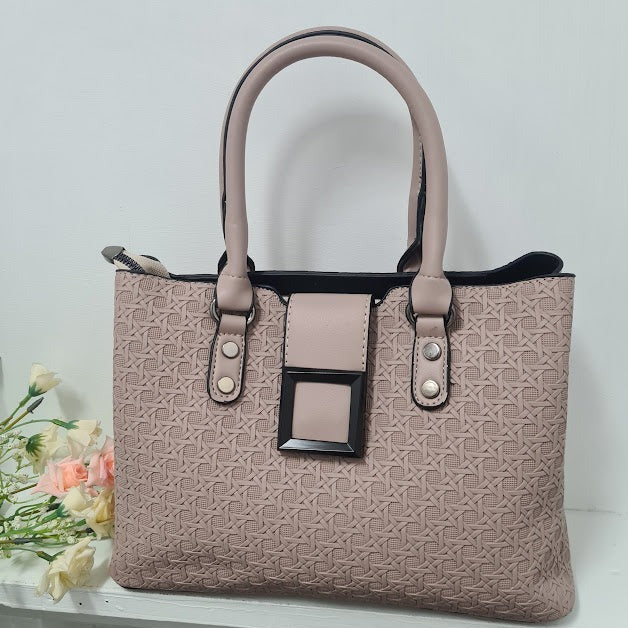 3pc Pale Brown Leather Handbag