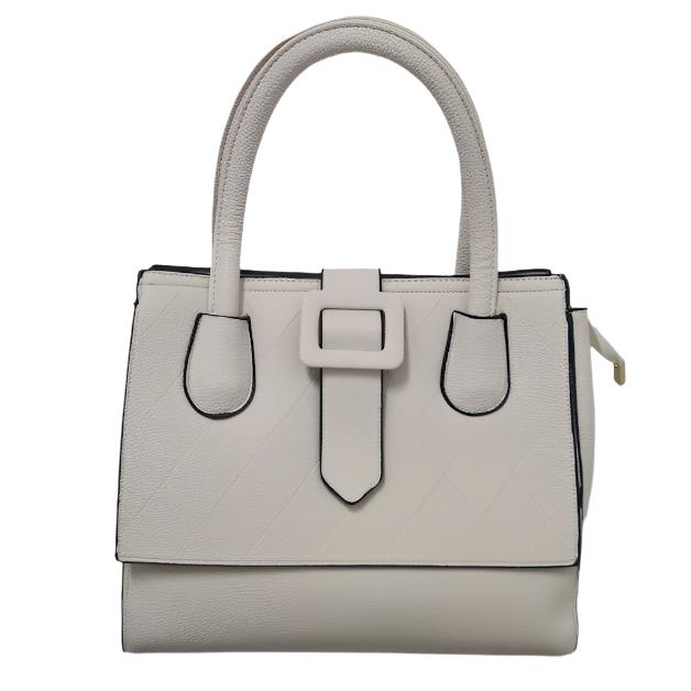 2pc Large White Leather Handbag