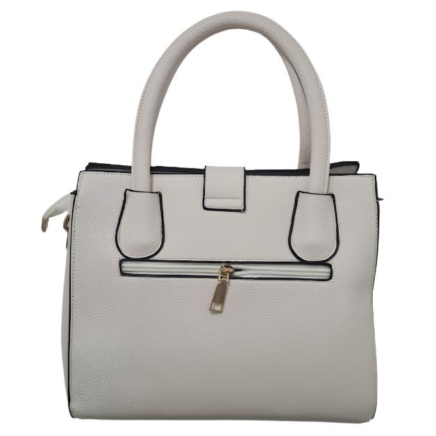 2pc Large White Leather Handbag