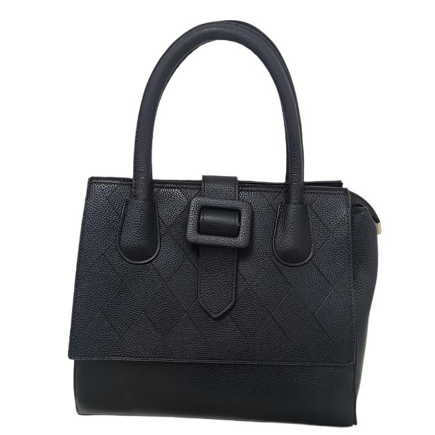 2pc Large Black Leather Handbag