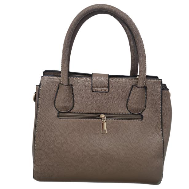 2pc Large Taupe Leather Handbag