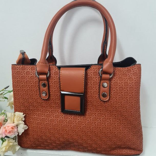 3pc Light Brown Leather Handbag