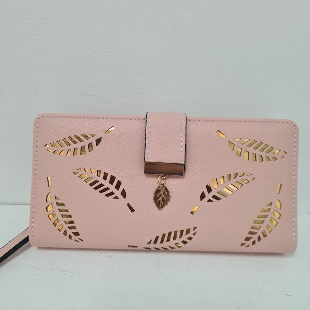 Light Pink Gold Leaf Leather Wallet