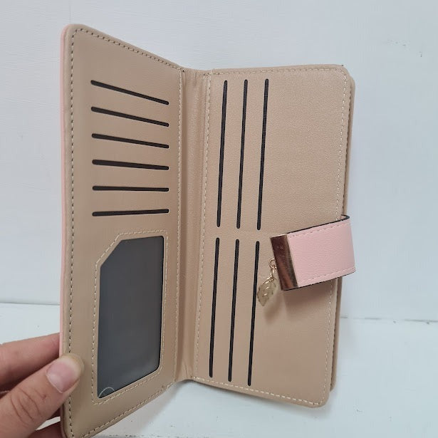 Light Pink Gold Leaf Leather Wallet