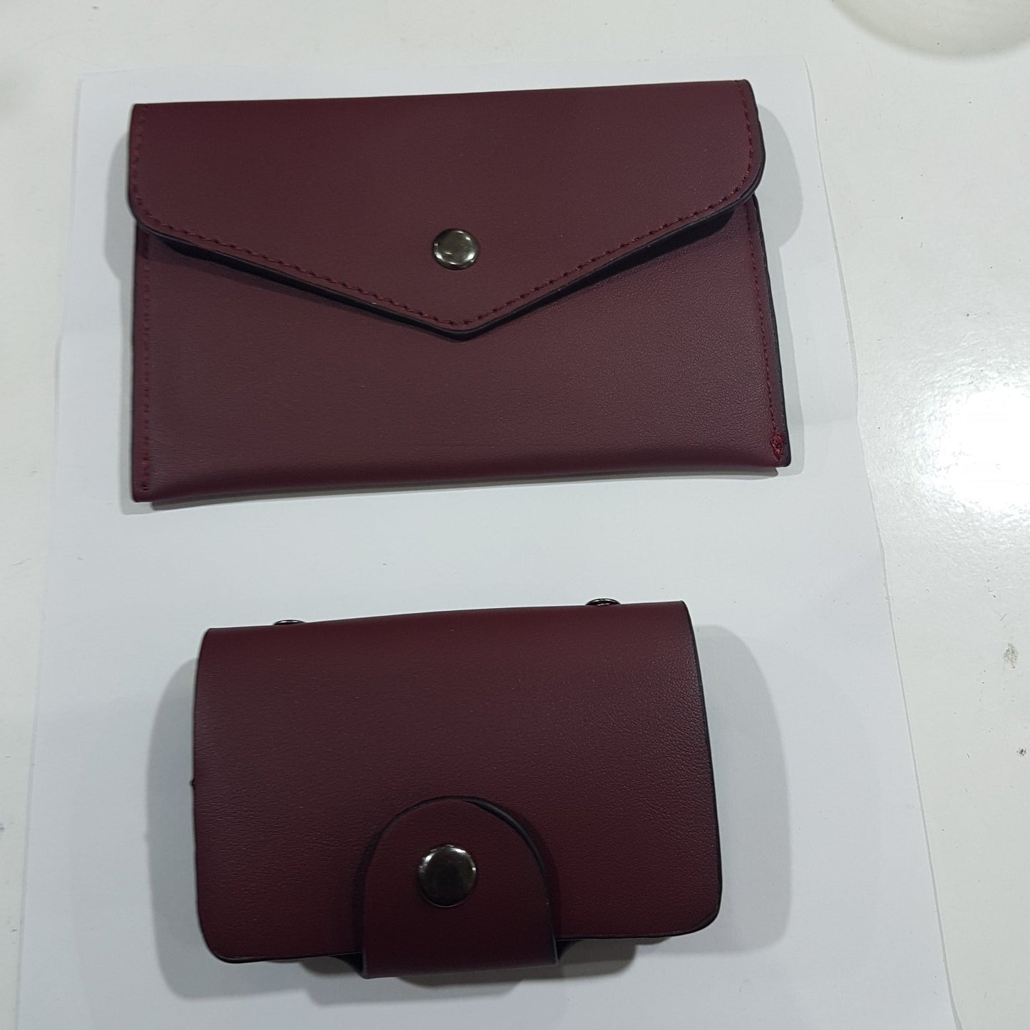 3pc Deep Red Leather Handbag