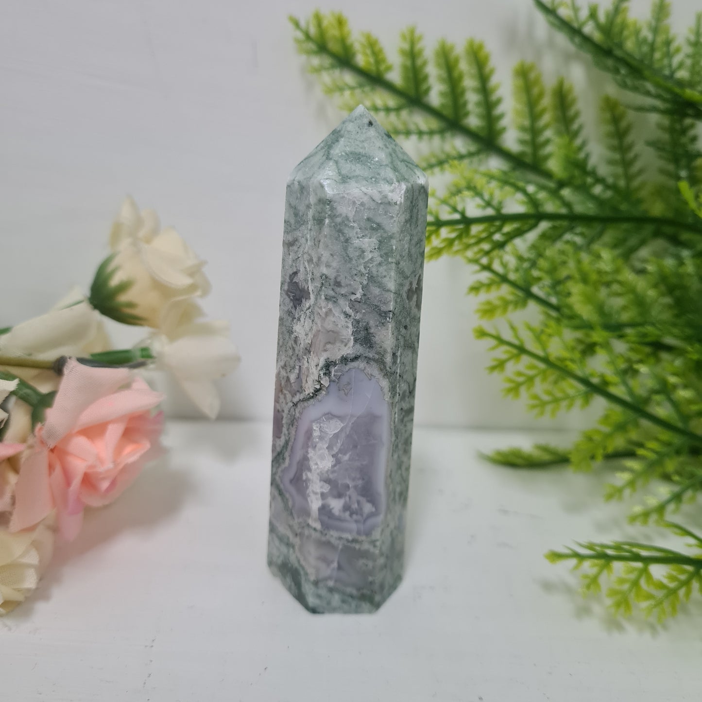 Moss Agate Gemstone Point