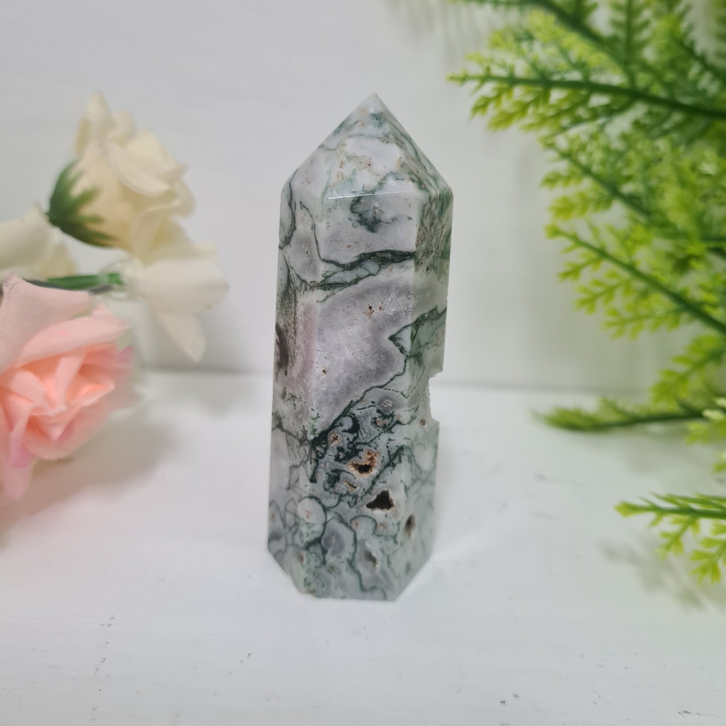 Moss Agate Gemstone Point