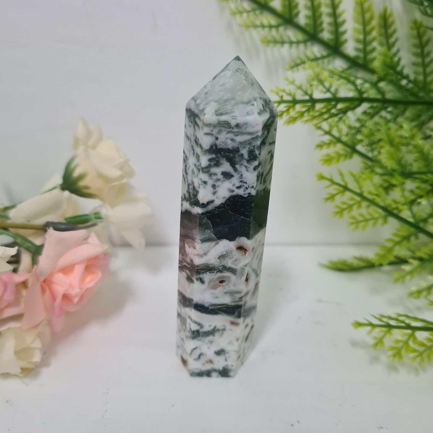 Moss Agate Gemstone Point