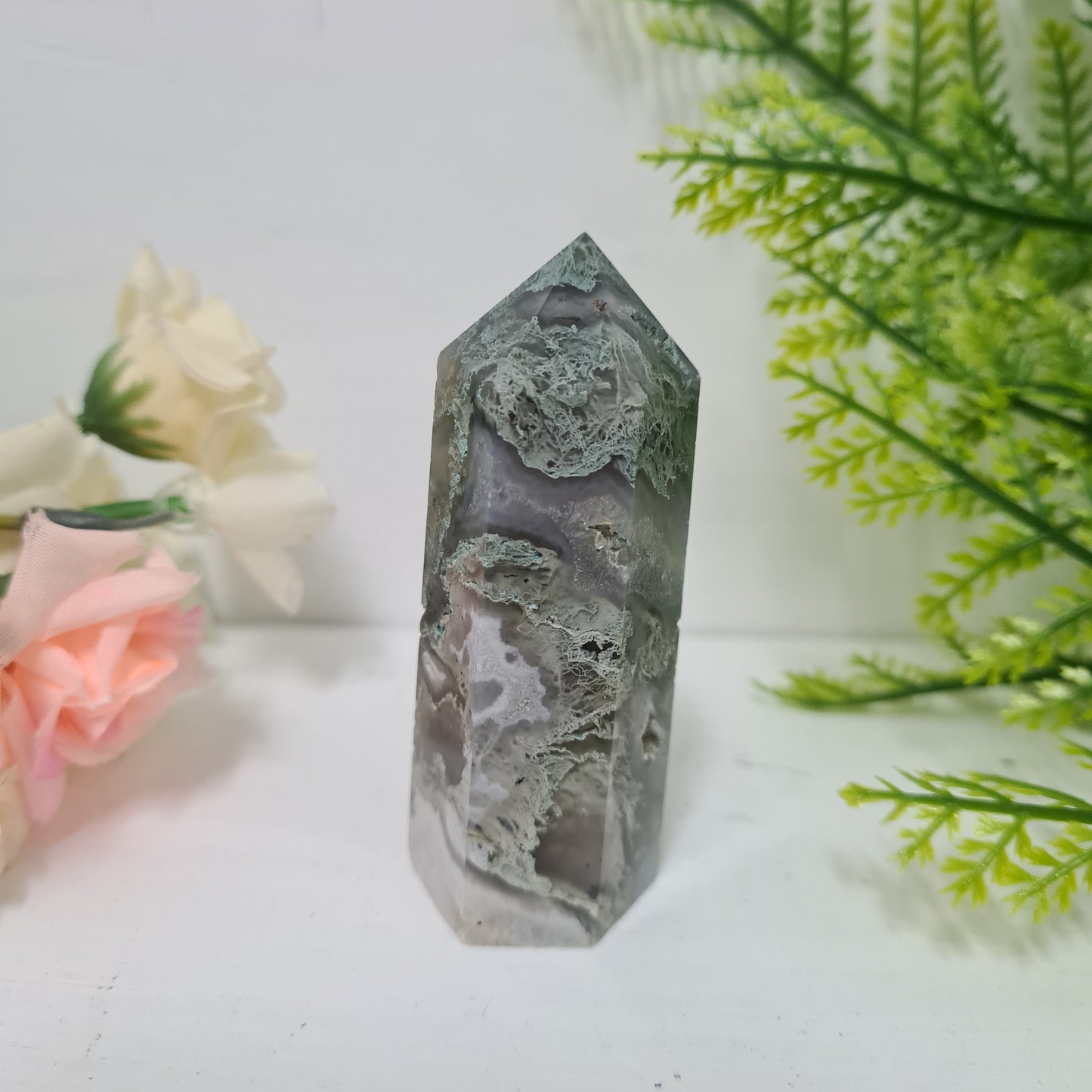 Moss Agate Gemstone Point