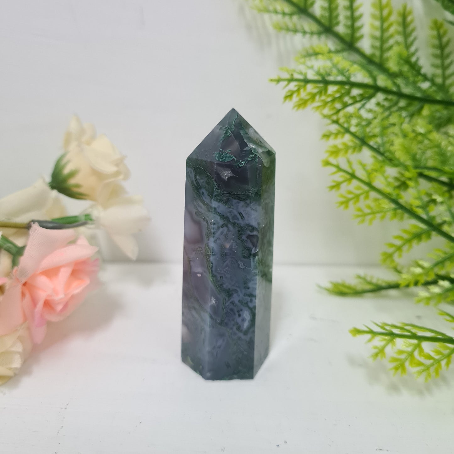 Moss Agate Gemstone Point