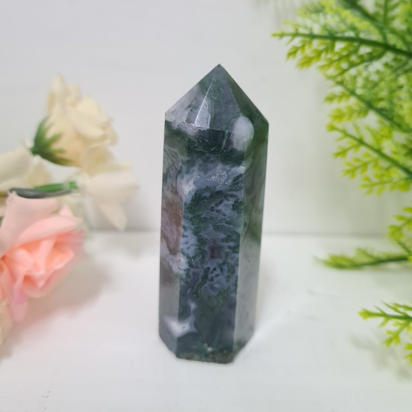 Moss Agate Gemstone Point