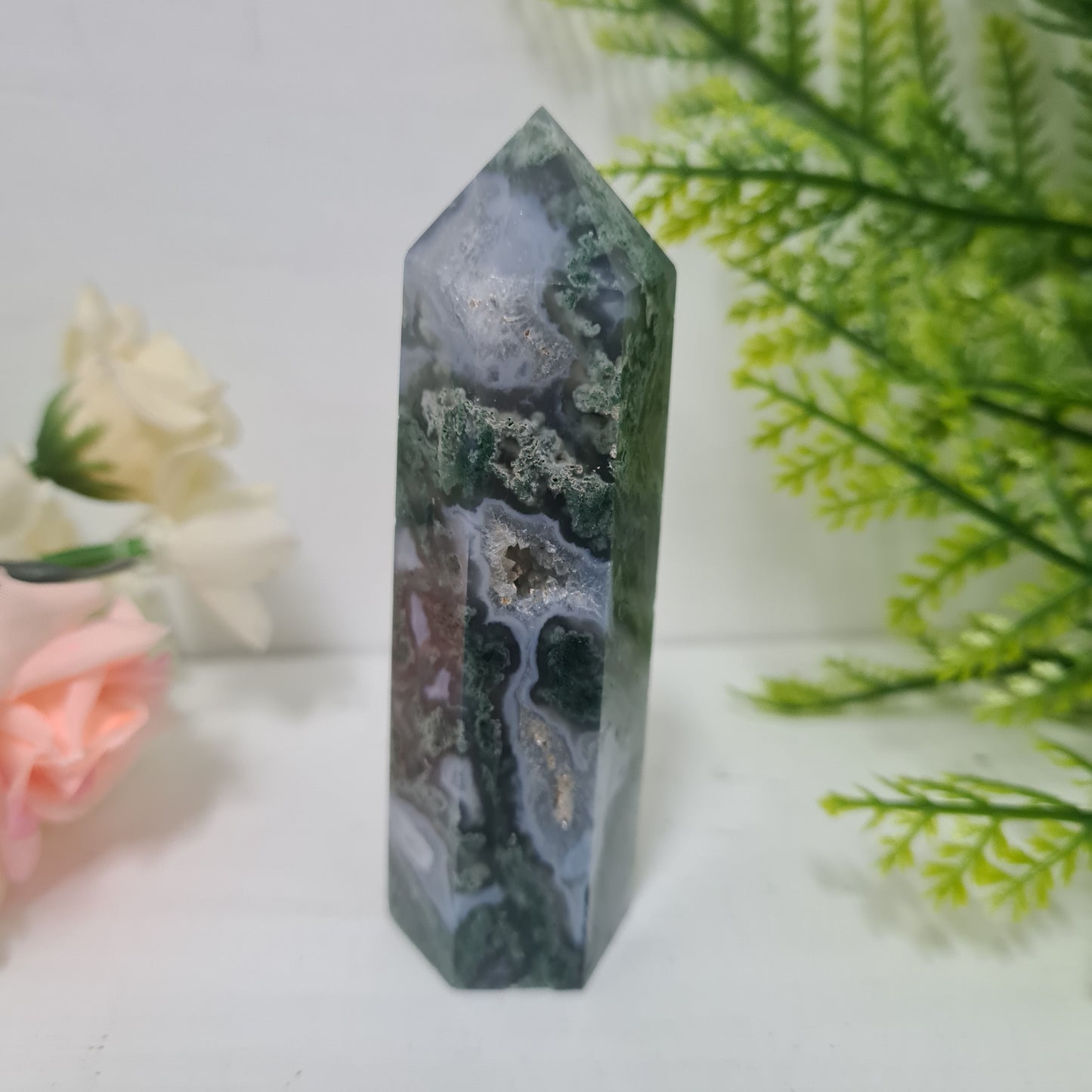 Moss Agate Gemstone Point