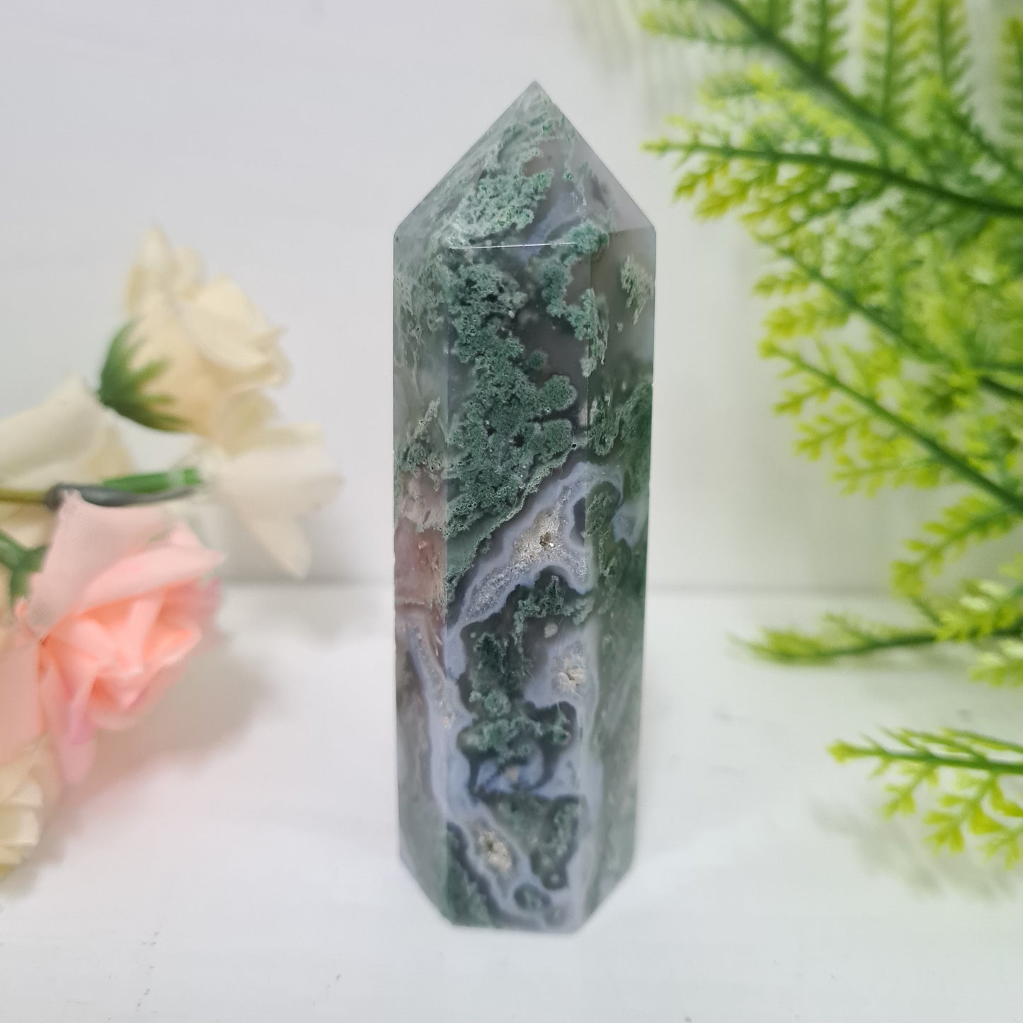 Moss Agate Gemstone Point