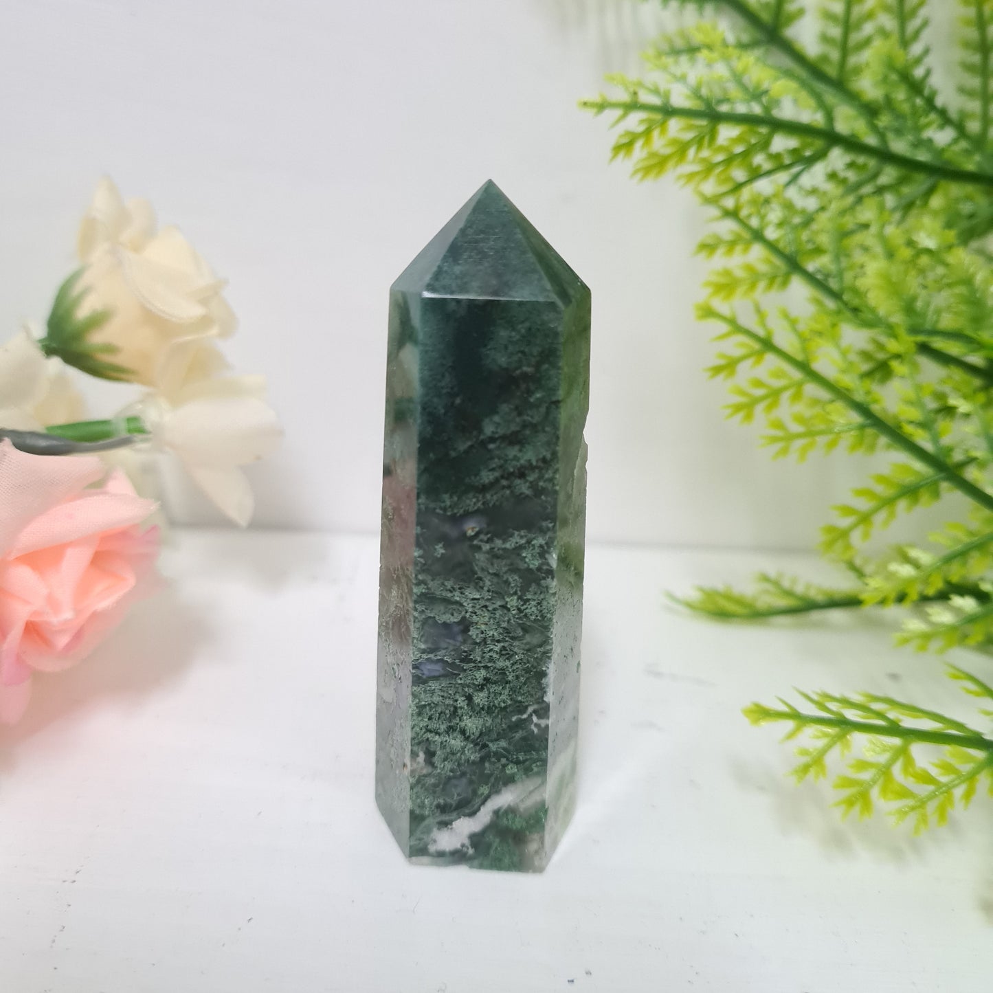 Moss Agate Gemstone Point