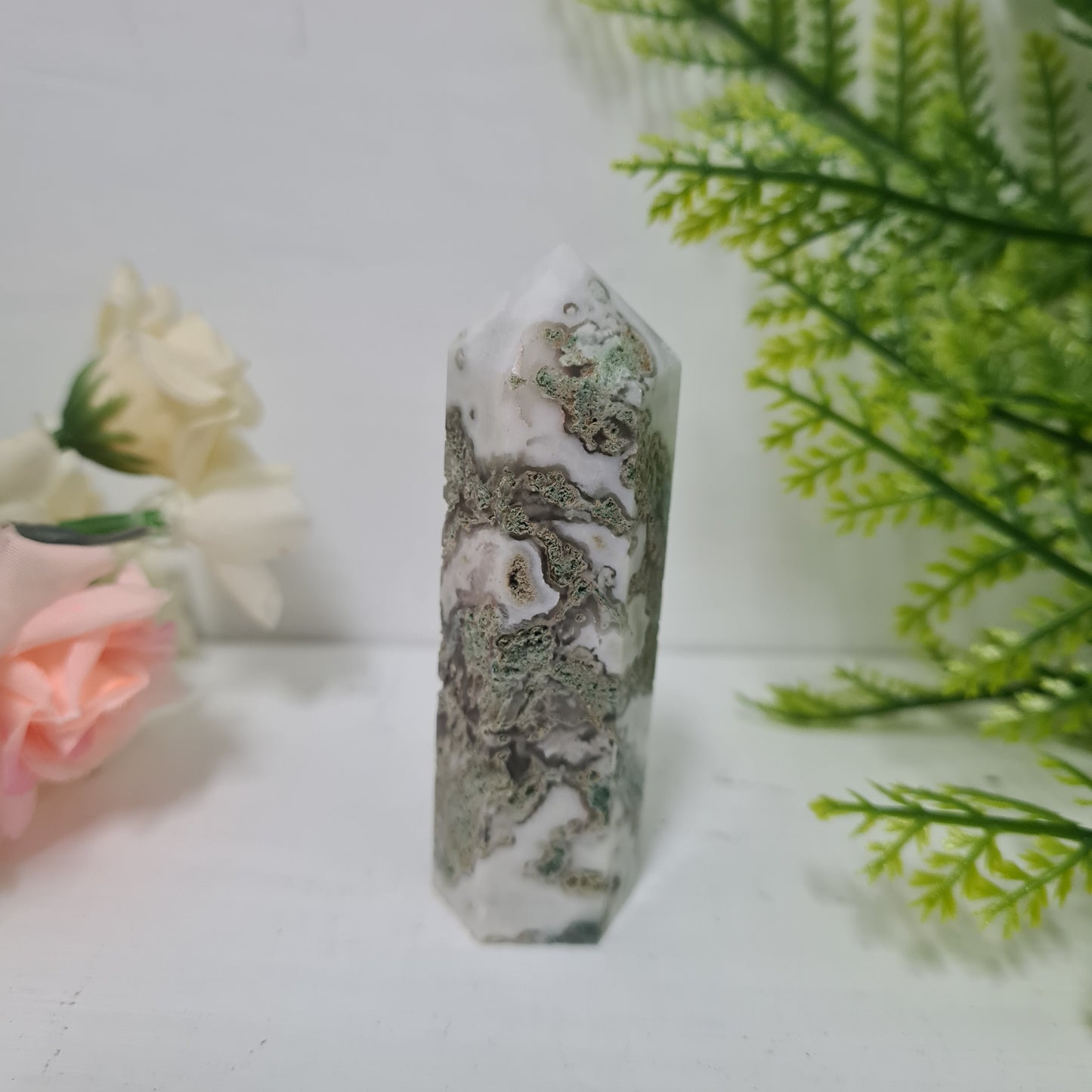 Moss Agate Gemstone Point