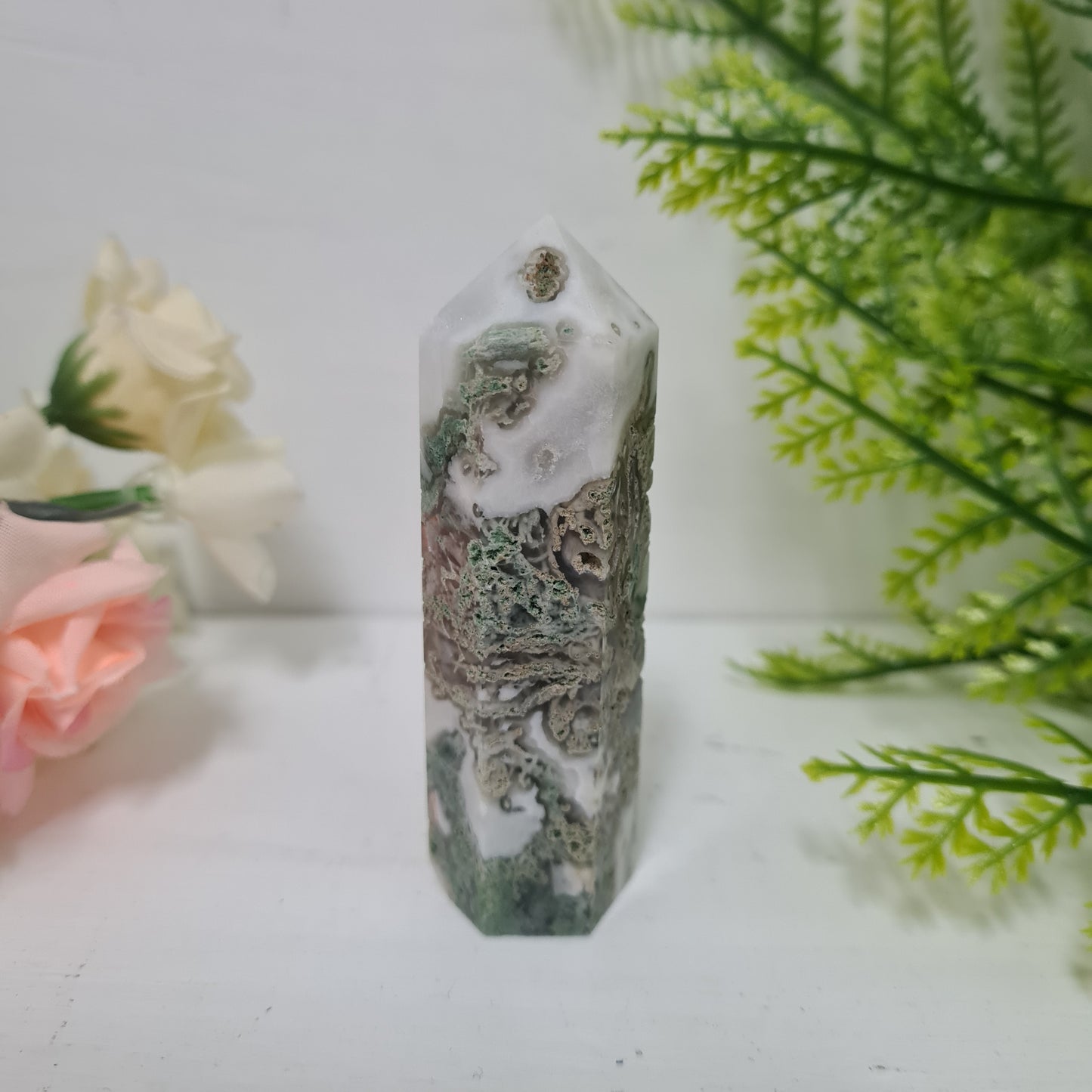 Moss Agate Gemstone Point