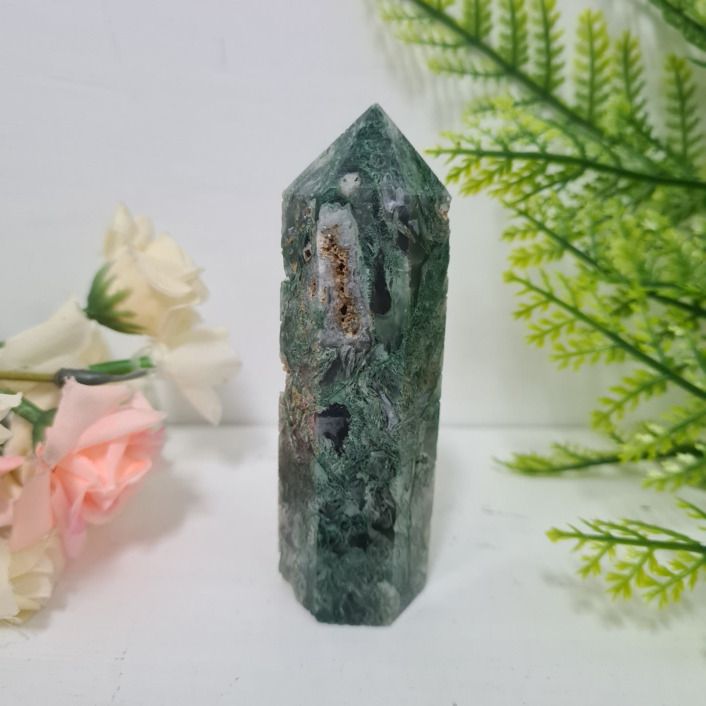 Moss Agate Gemstone Point