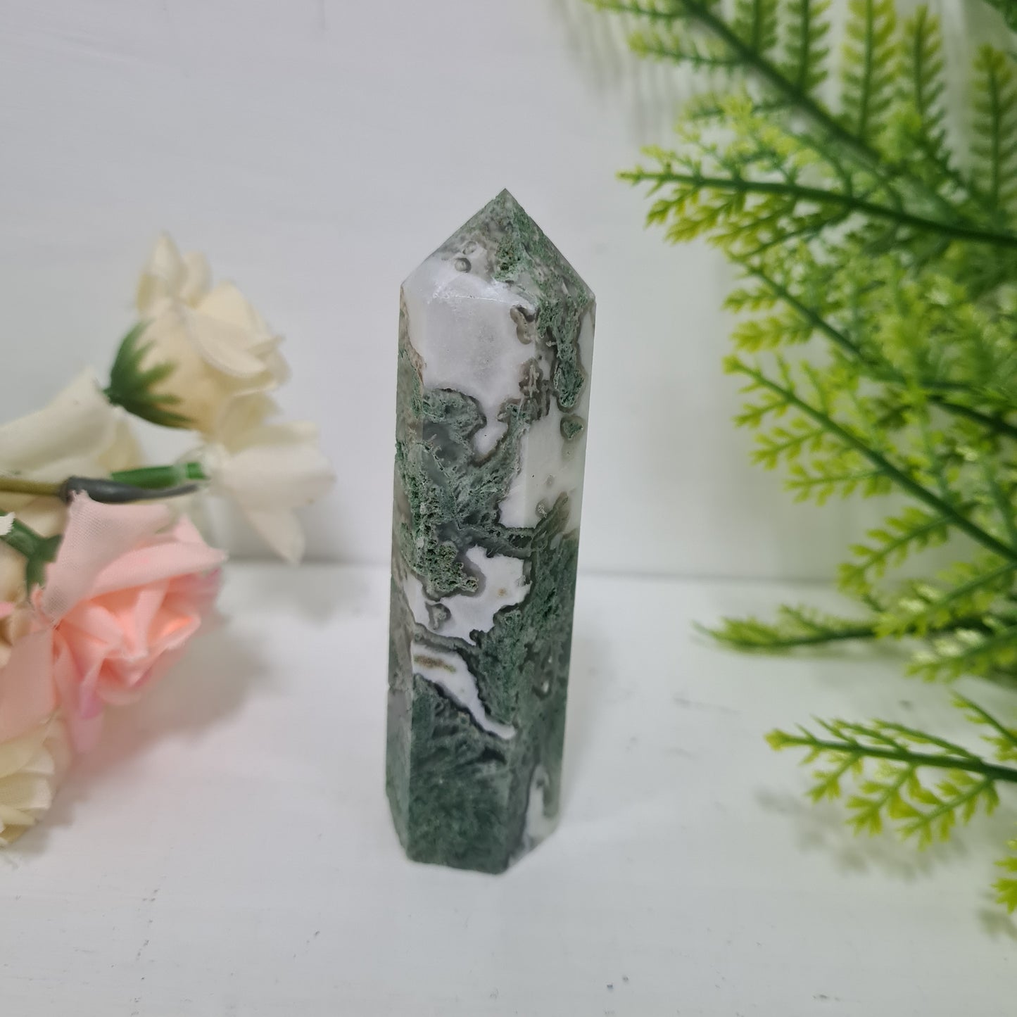 Moss Agate Gemstone Point