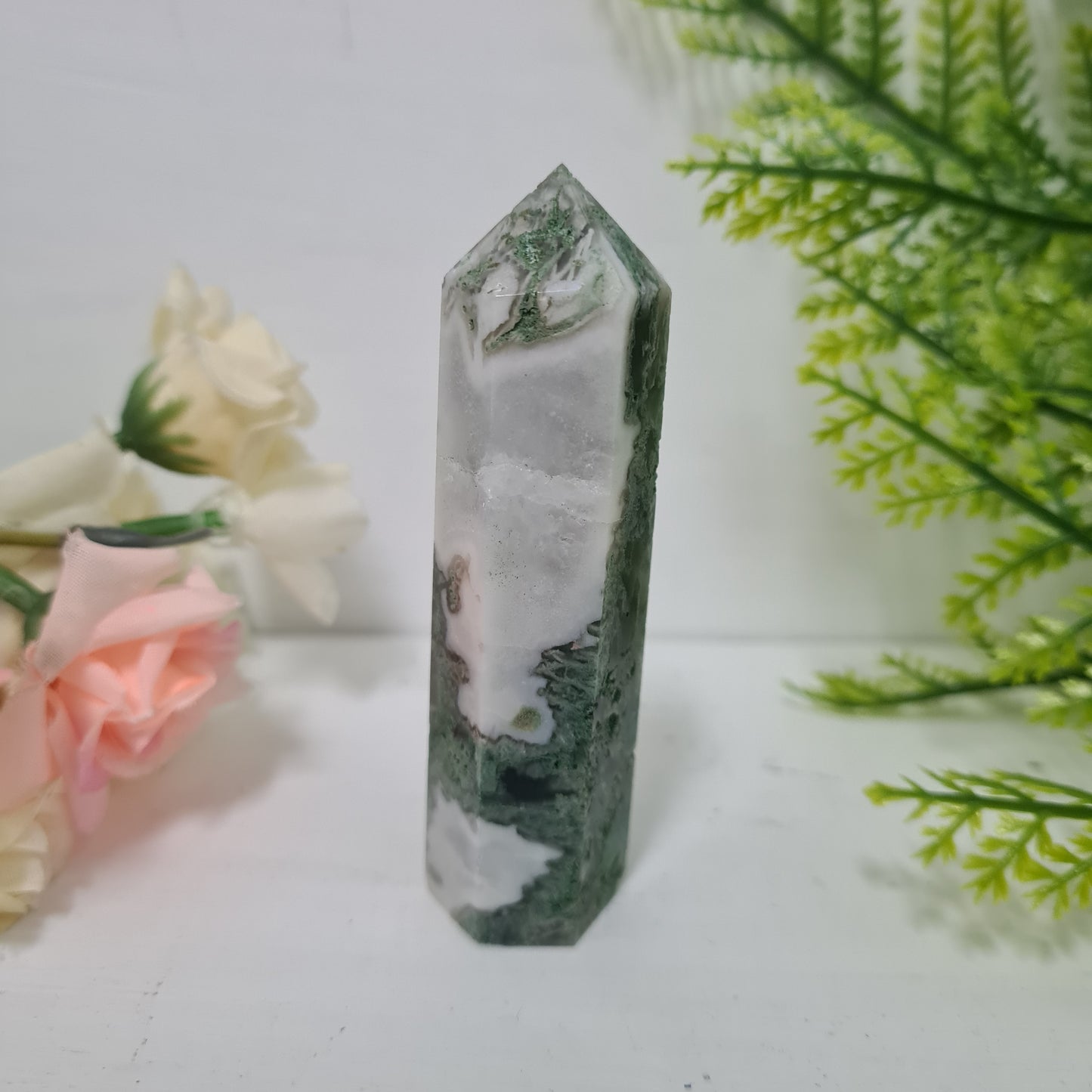 Moss Agate Gemstone Point