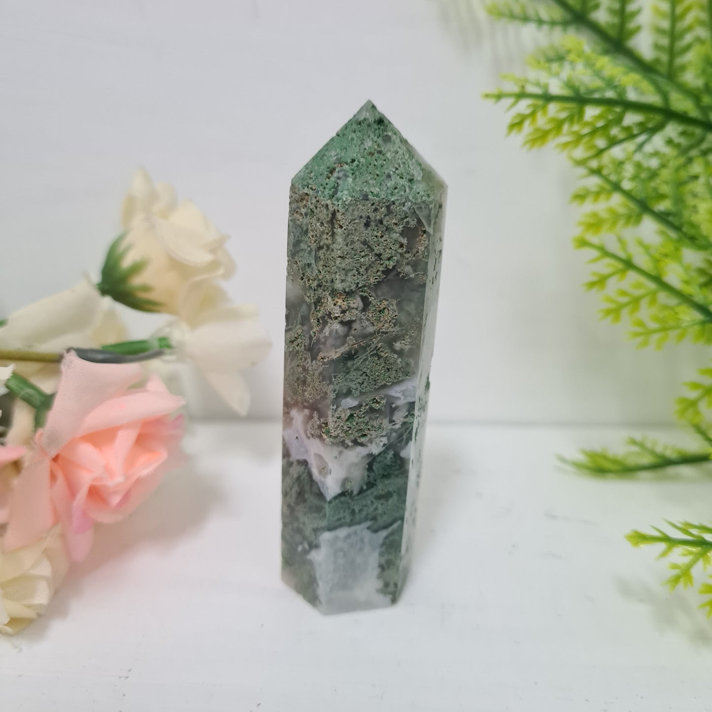 Moss Agate Gemstone Point