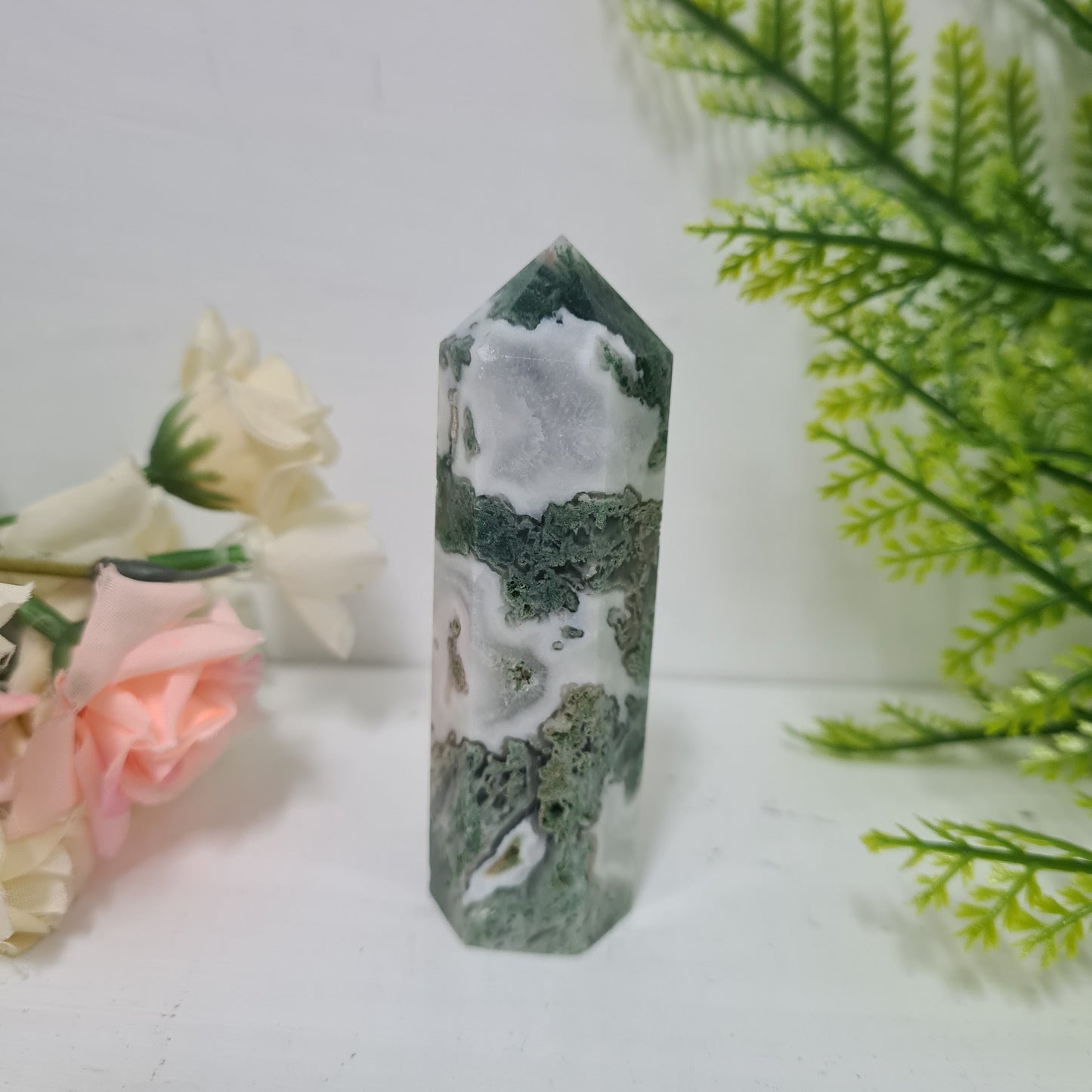 Moss Agate Gemstone Point