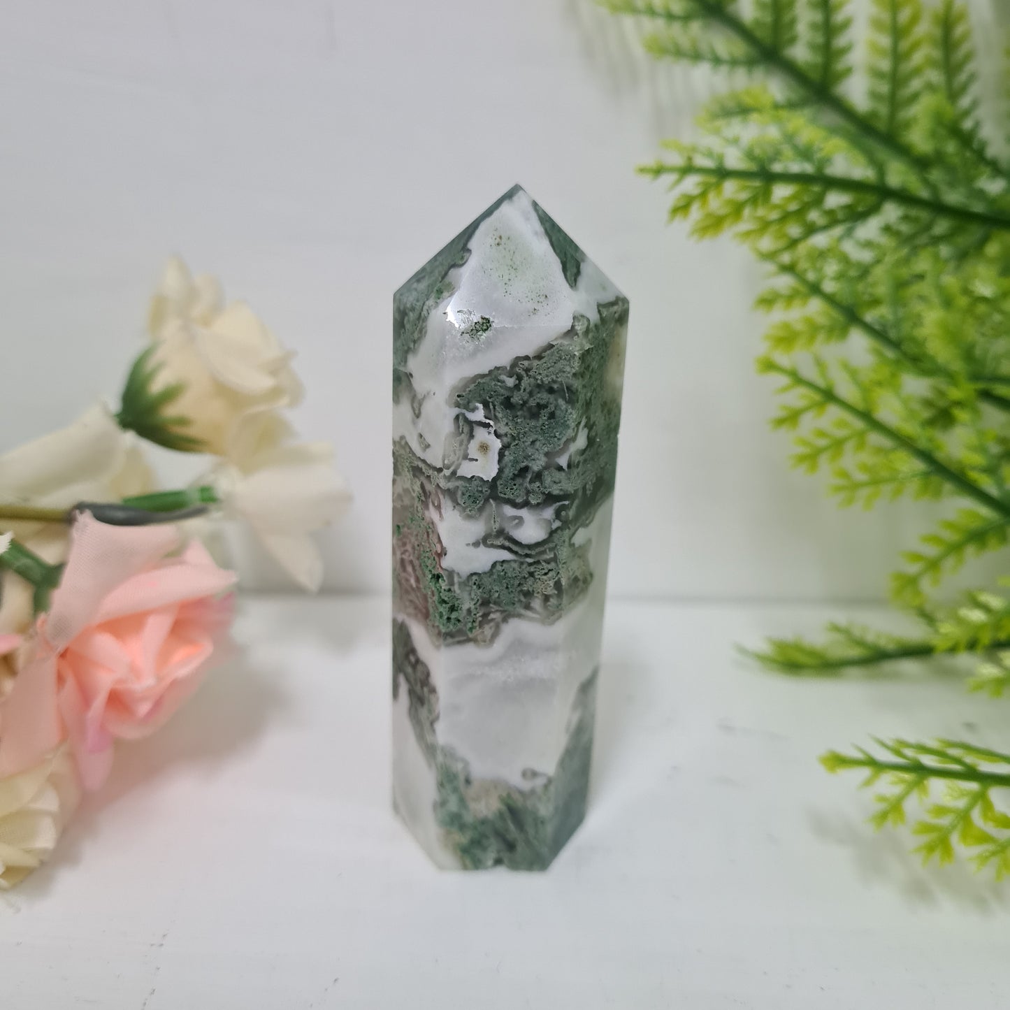 Moss Agate Gemstone Point