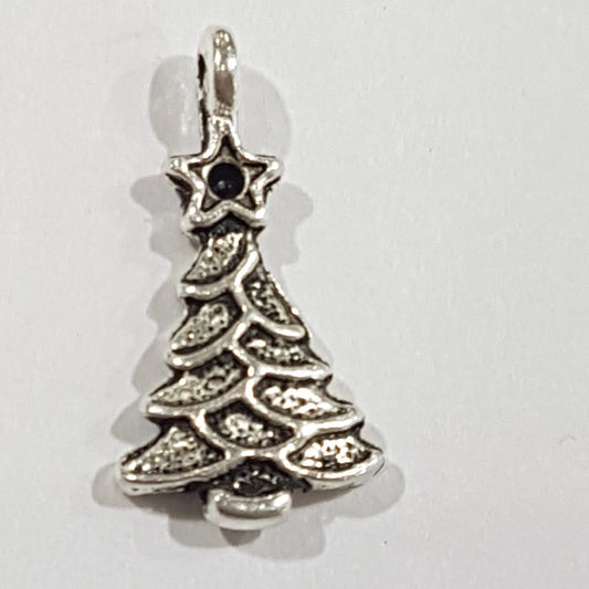 Silver Christmas Tree Charm With Star Topper