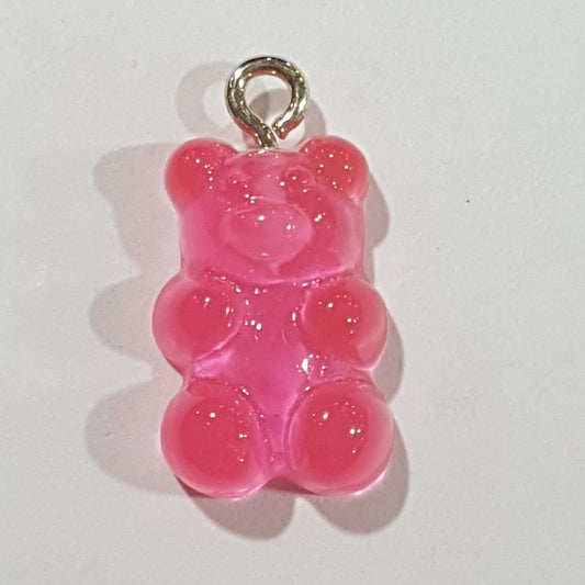 Hot Pink Gummy Bear Charm Pendant