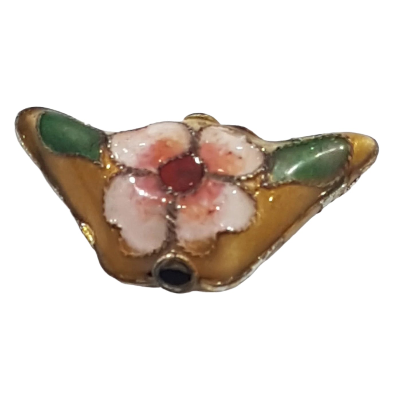 Yellow Floral Cloisonné Bead