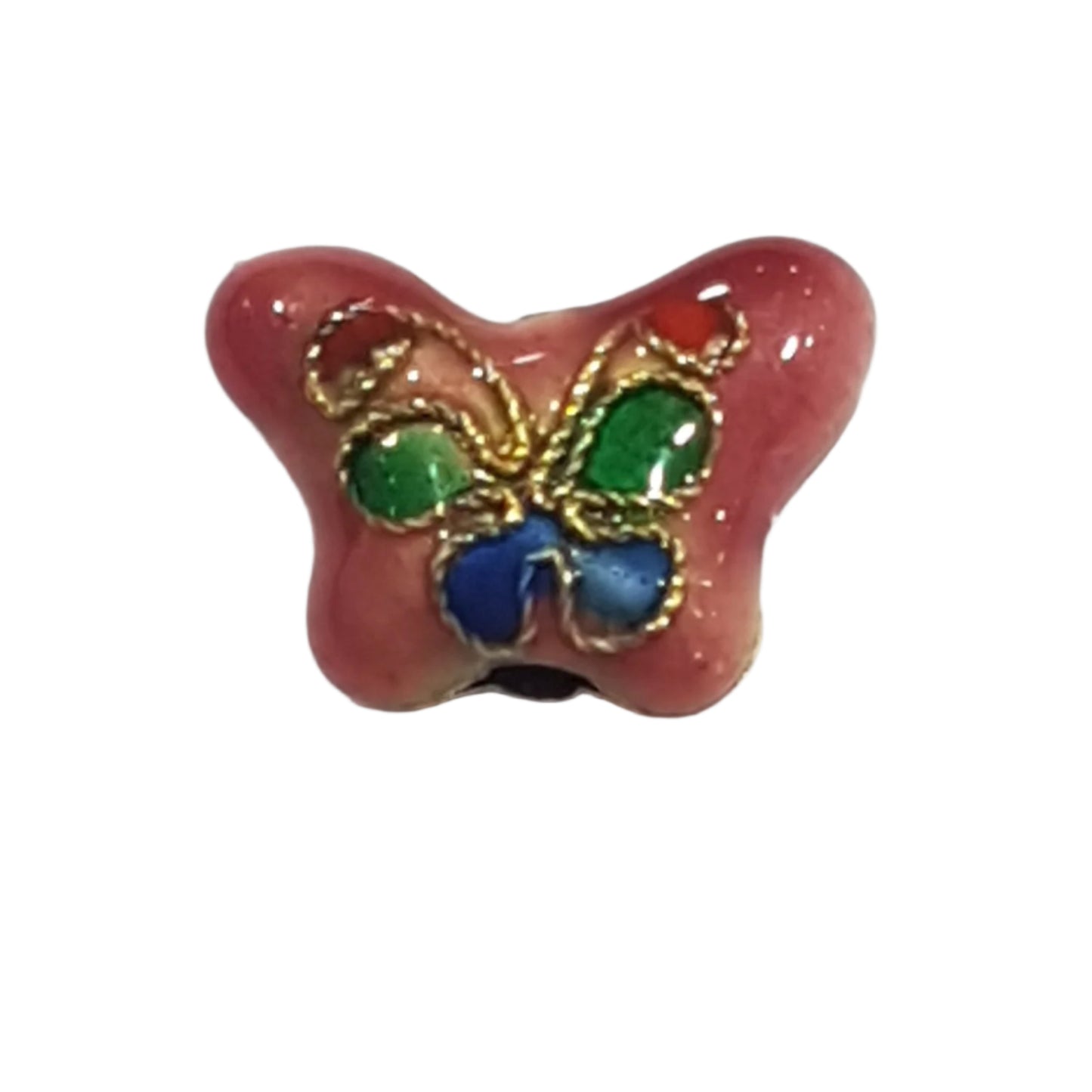 Pink Butterfly Cloisonné Bead