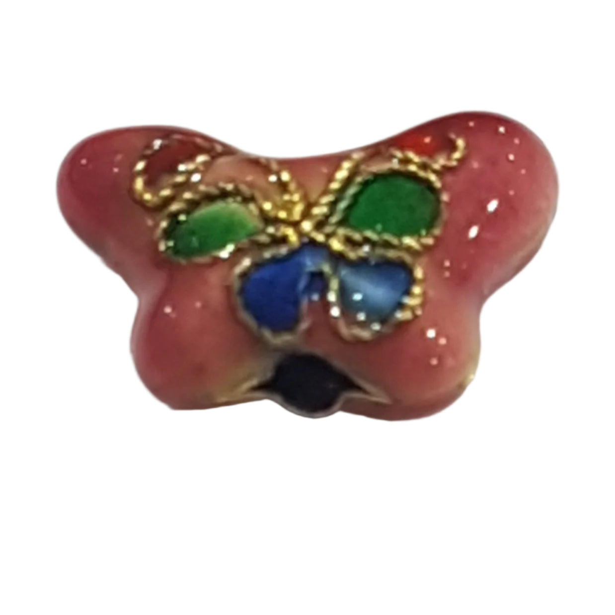 Pink Butterfly Cloisonné Bead