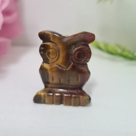 Carved Tiger's Eye Gemstone Owl