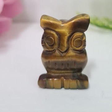 Carved Tiger's Eye Gemstone Owl