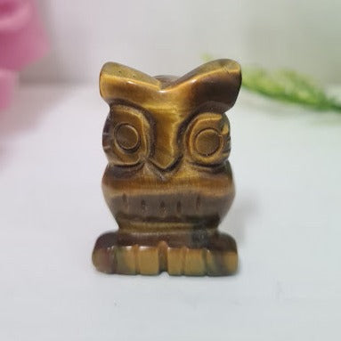 Carved Tiger's Eye Gemstone Owl