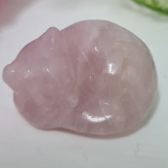 Hand Carved Rose Quartz Sleeping Cat