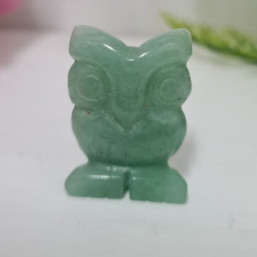 Carved Green Aventurine Gemstone Owl