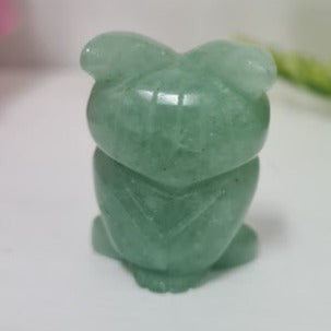 Carved Green Aventurine Gemstone Owl