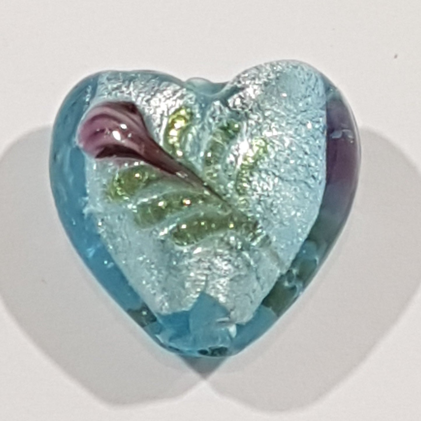 20mm Blue Floral Heart Bead