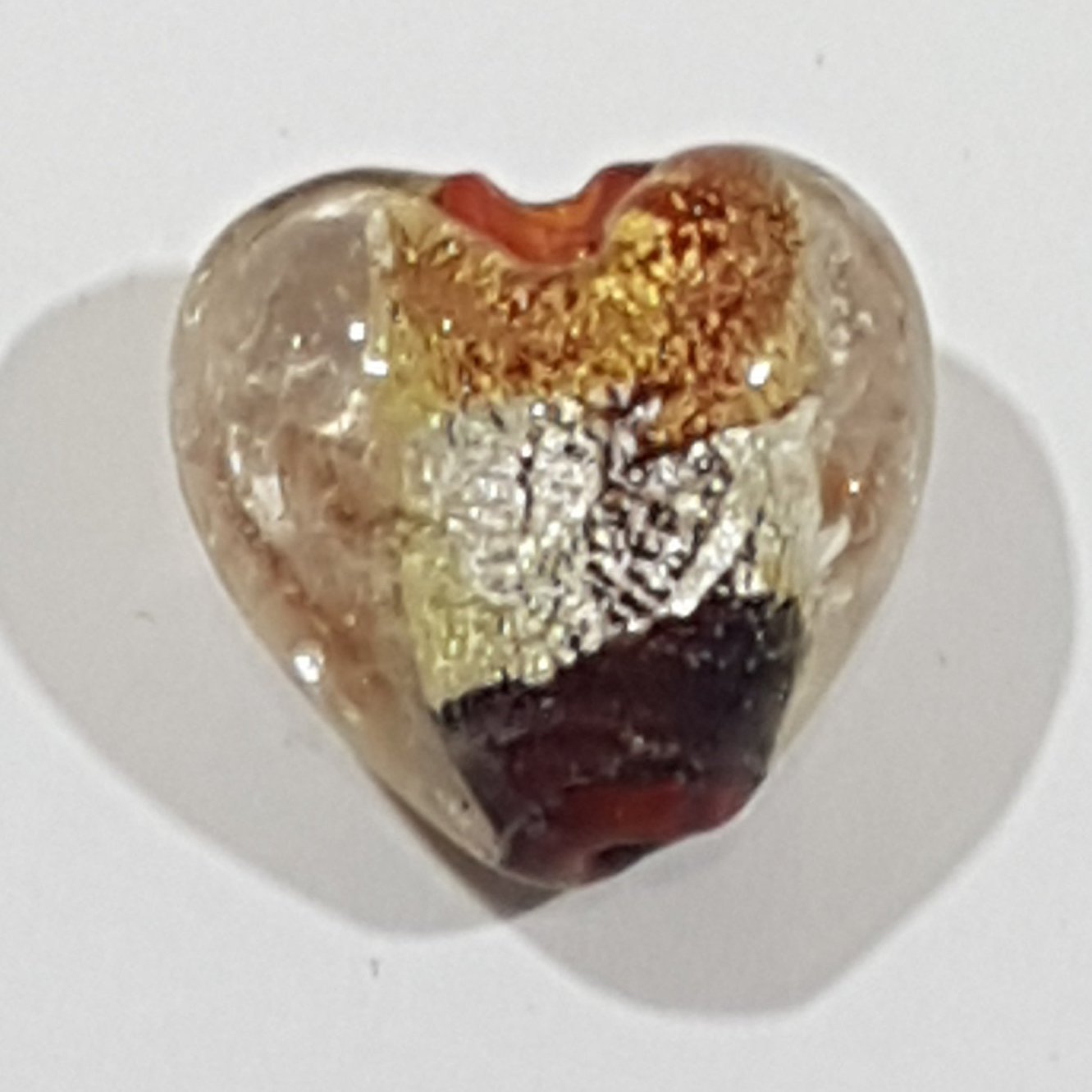 15mm Clear Heart With Gold, Silver & Red