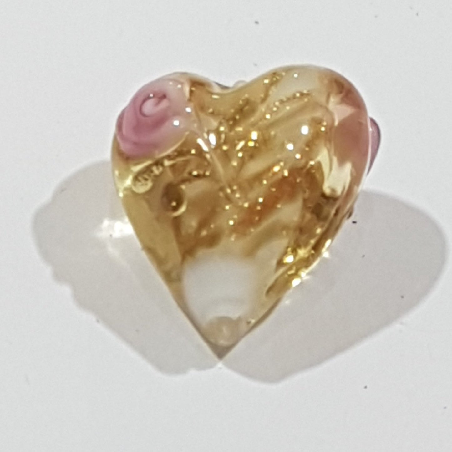 14mm Gold Glitter & White Floral Heart