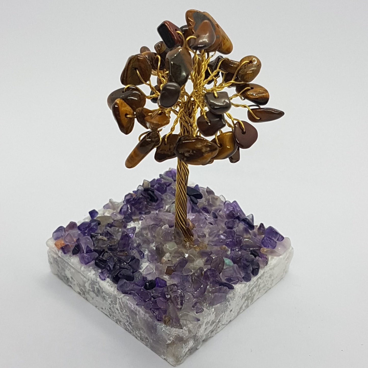 Small Tigers Eye Gemstone Tree Crystal Base