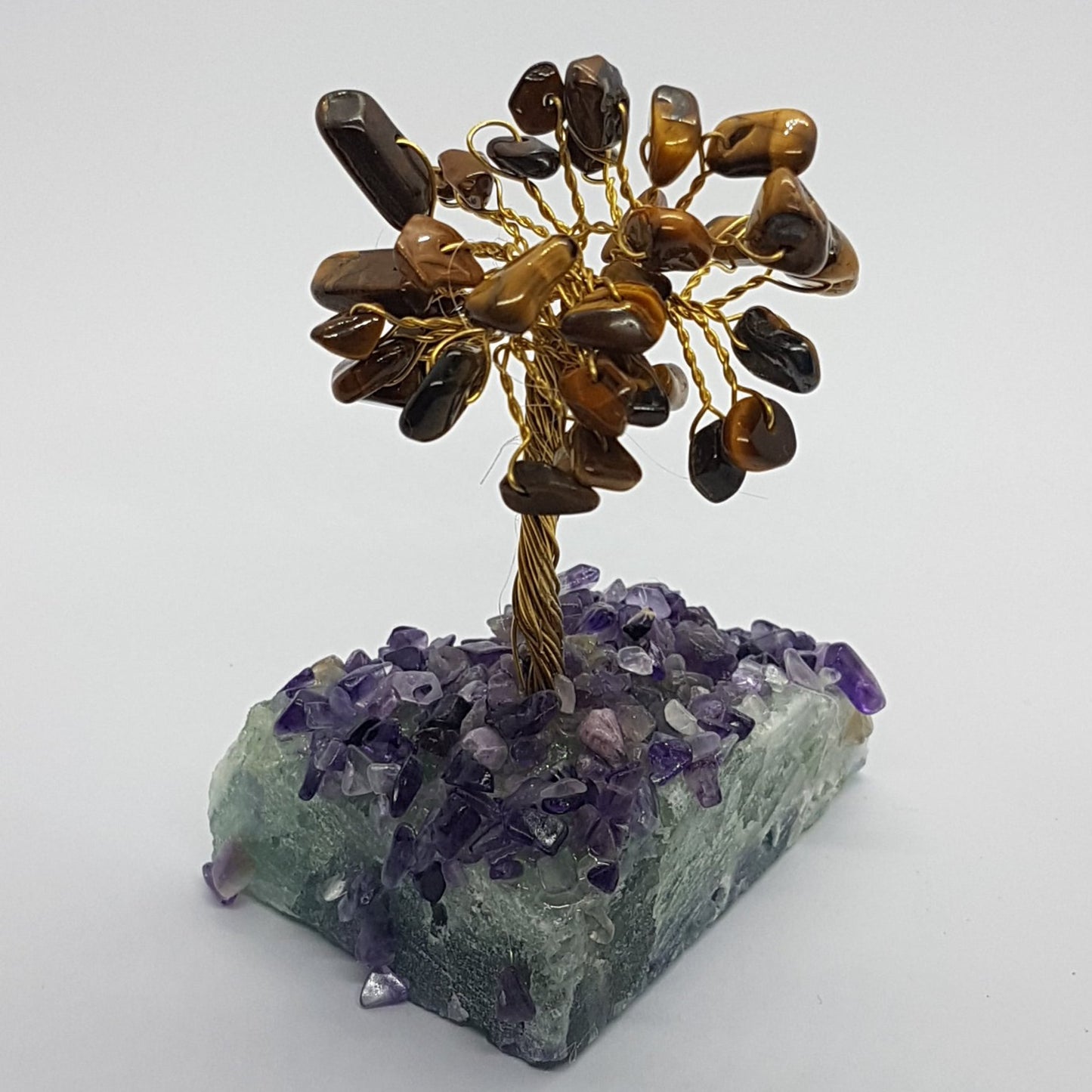 Small Tigers Eye Gemstone Tree Crystal Base