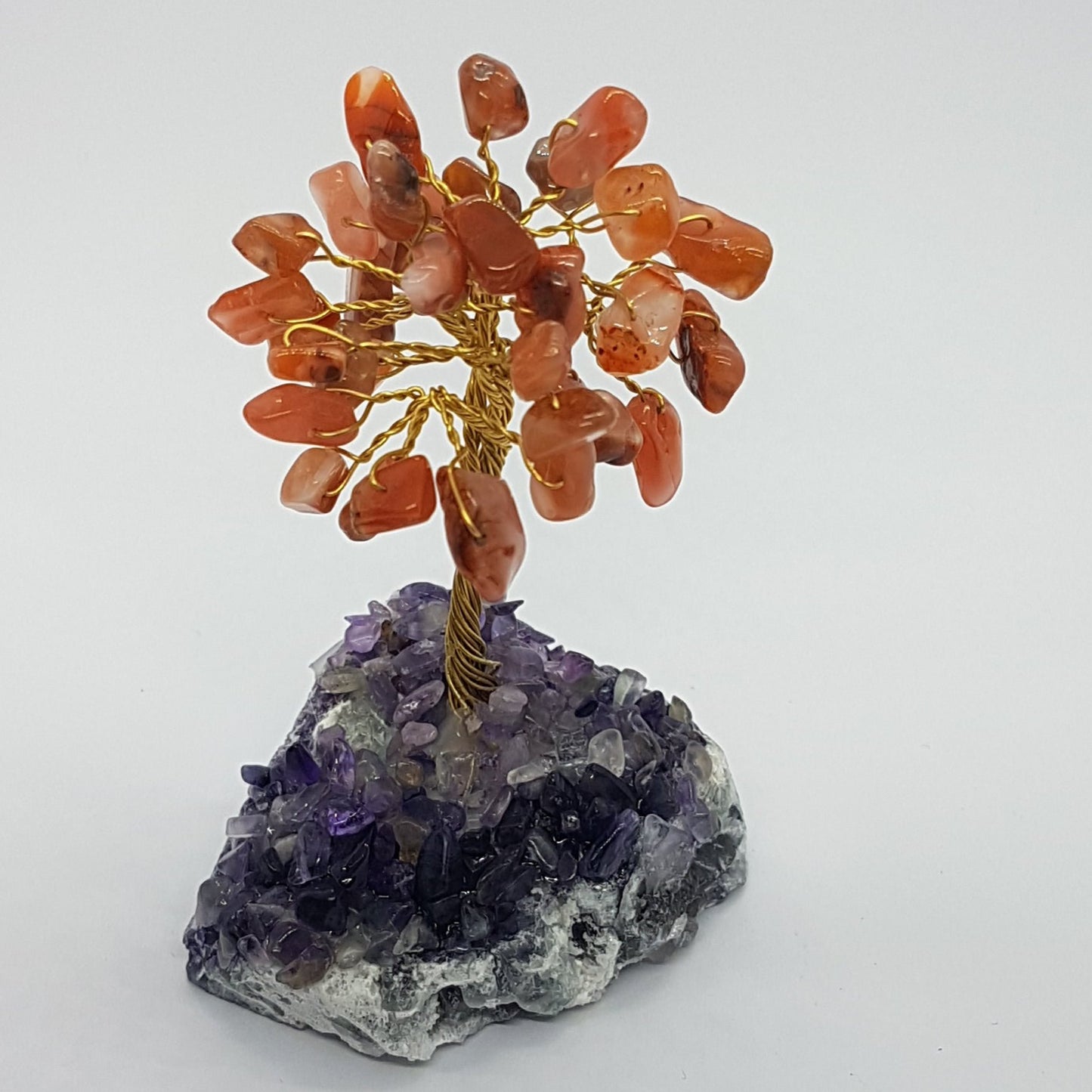 Small Red Agate Gemstone Tree Crystal Base