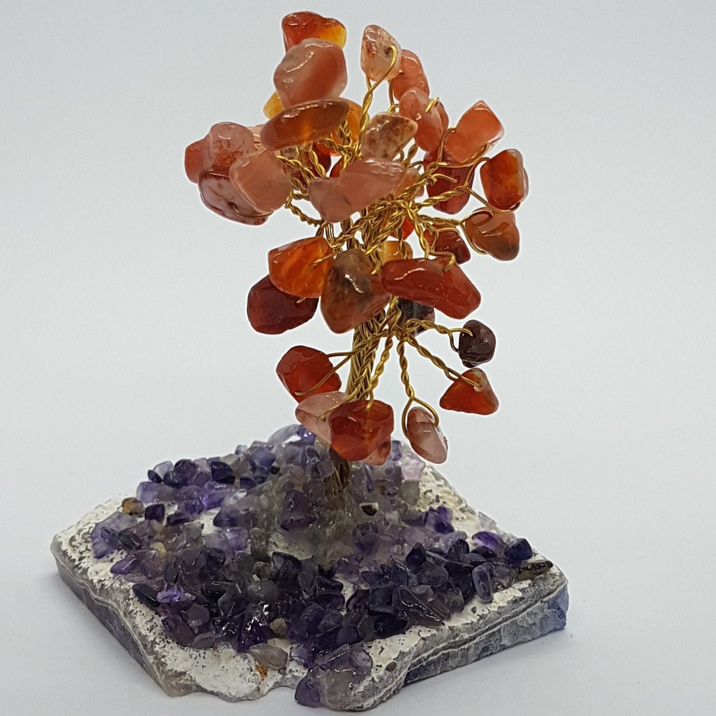 Small Red Agate Gemstone Tree Crystal Base