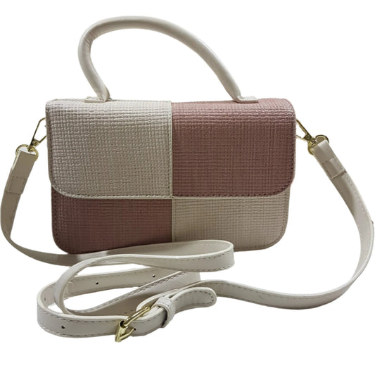 White & Pink Leather Handbag