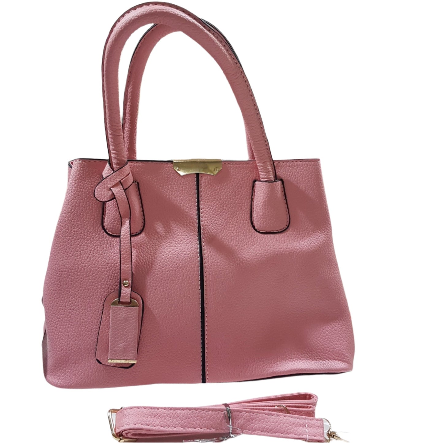 Pink Leather Handbag With Shoulder Strap